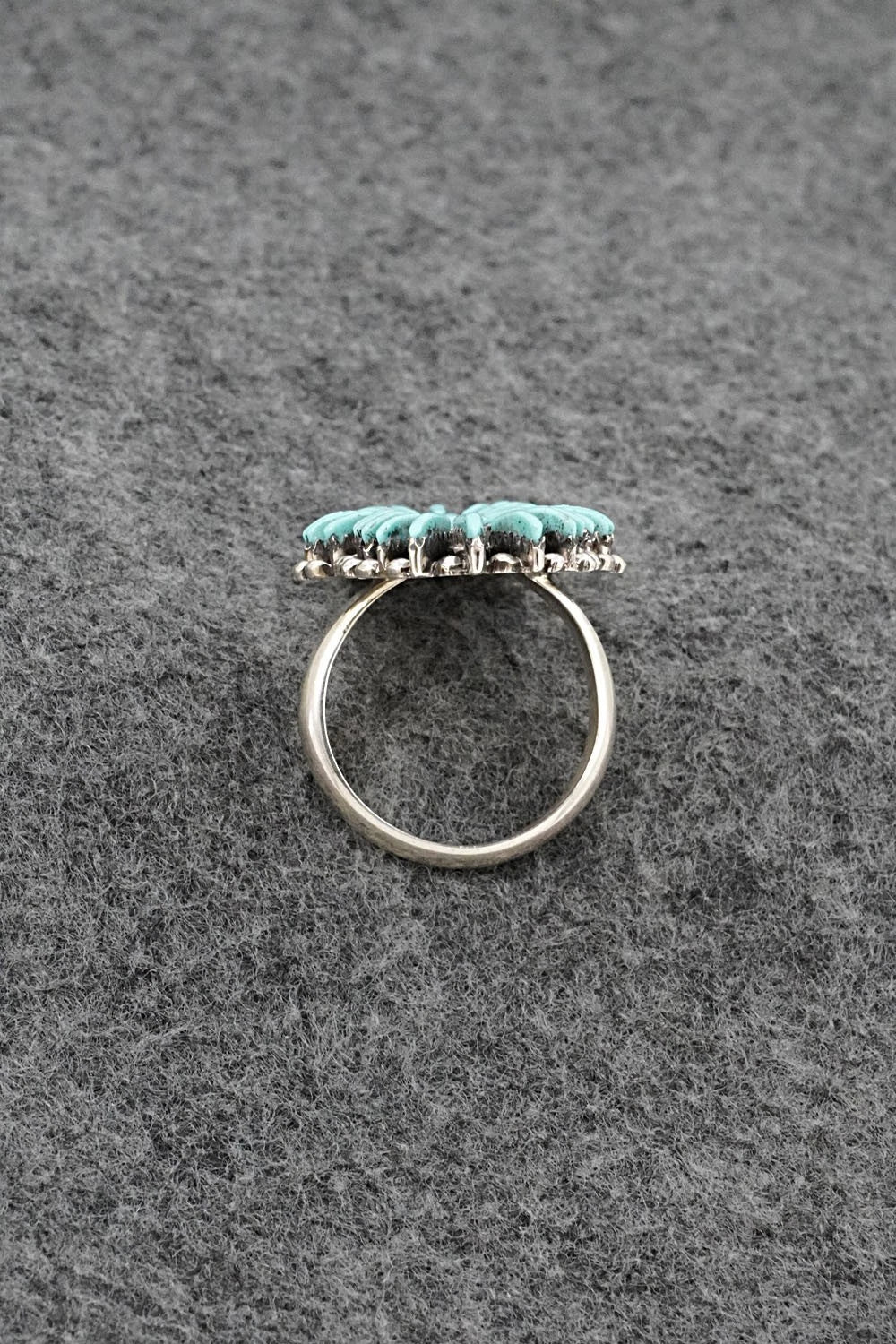 Turquoise & Sterling Silver Ring - Edmund Cooeyate - Size 7.5