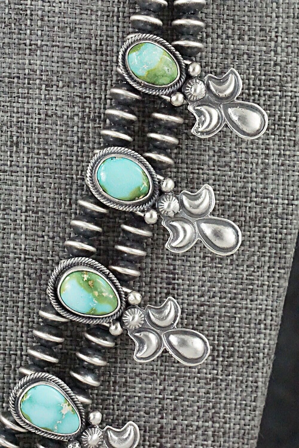 Turquoise & Sterling Silver Squash Blossom Set - Paige Gordon