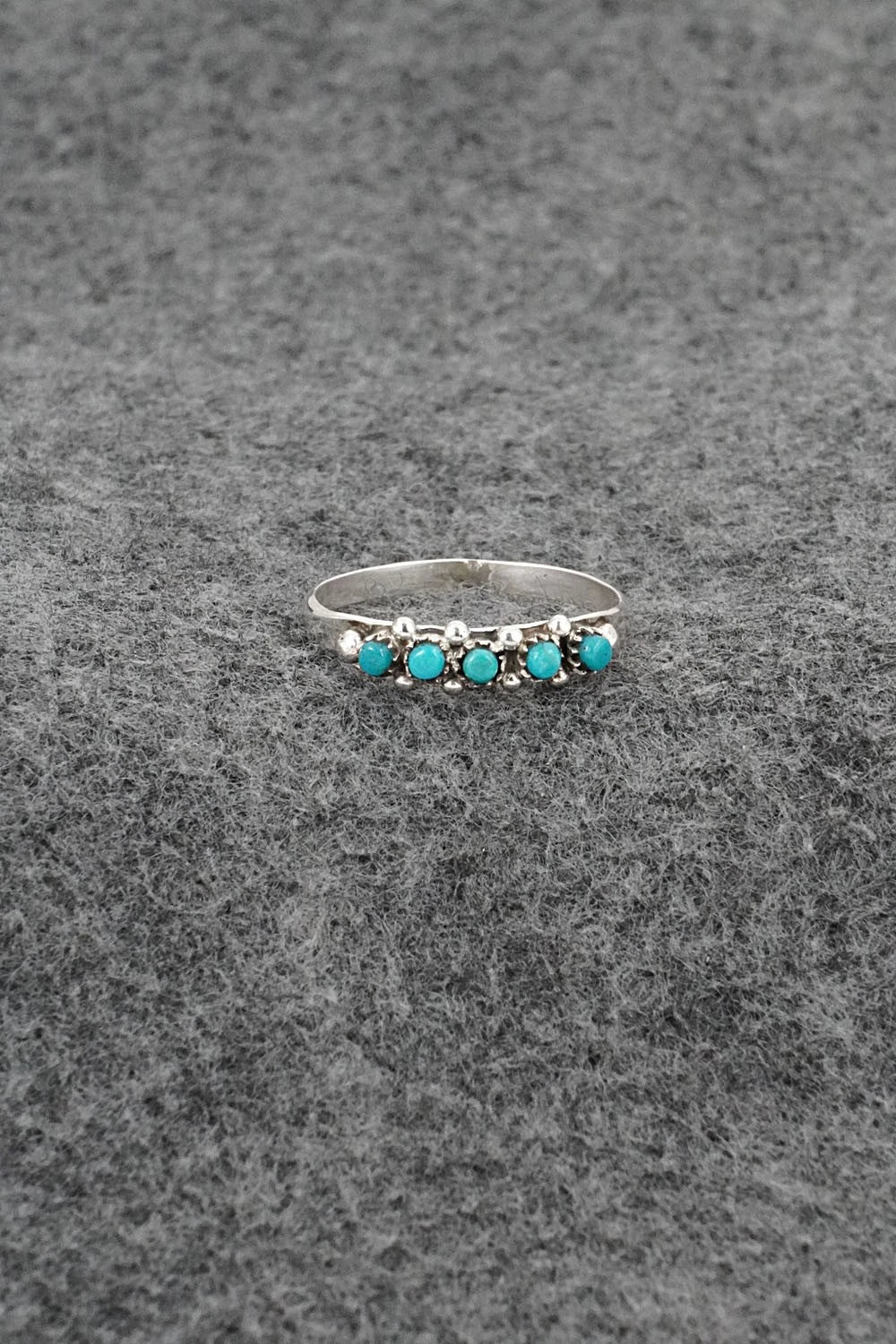 Turquoise & Sterling Silver Ring - April Haloo - Size 8.5