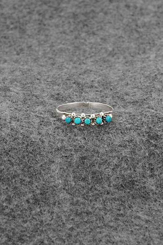 Turquoise & Sterling Silver Ring - April Haloo - Size 8.5