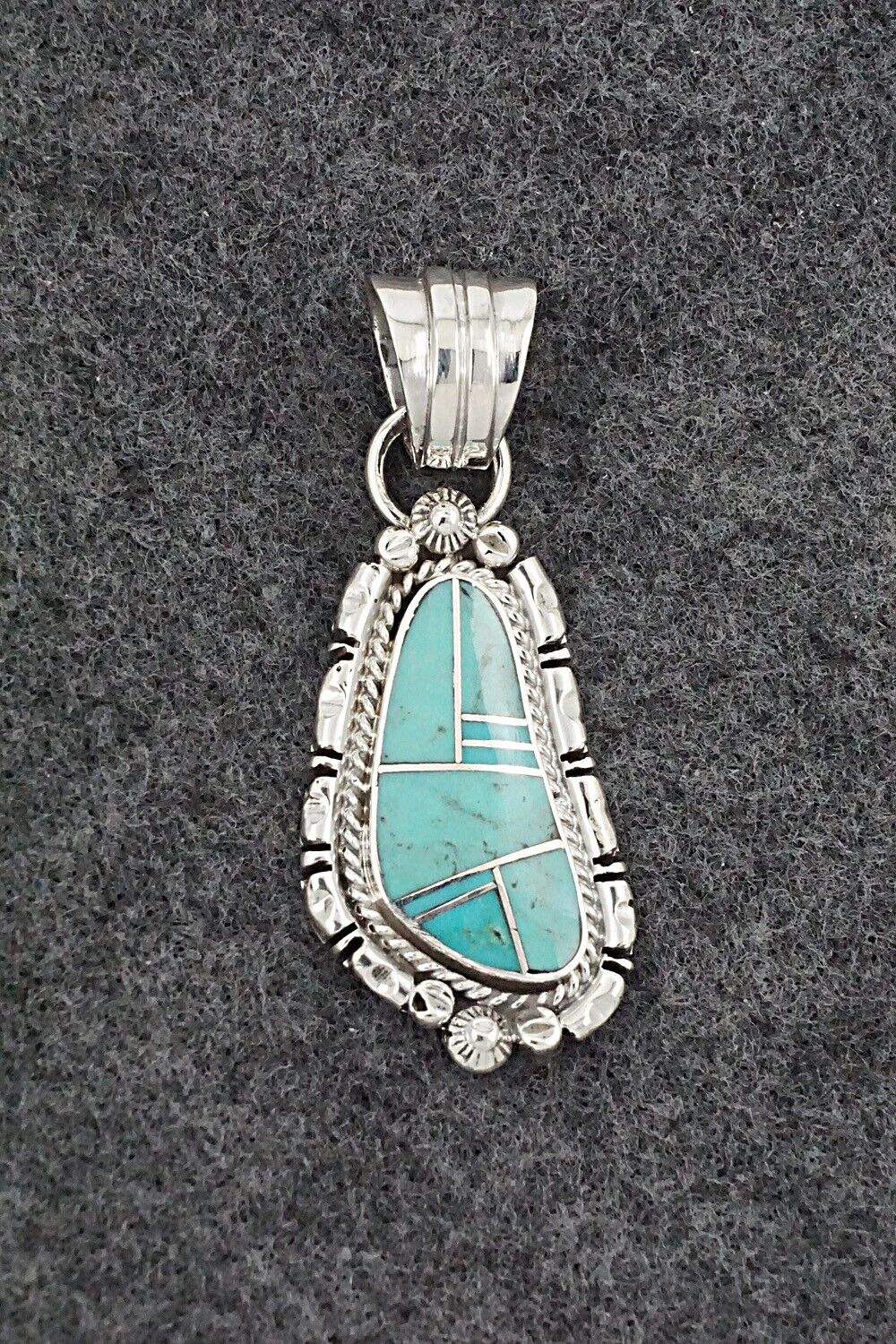 Turquoise & Sterling Silver Pendant - James Manygoats