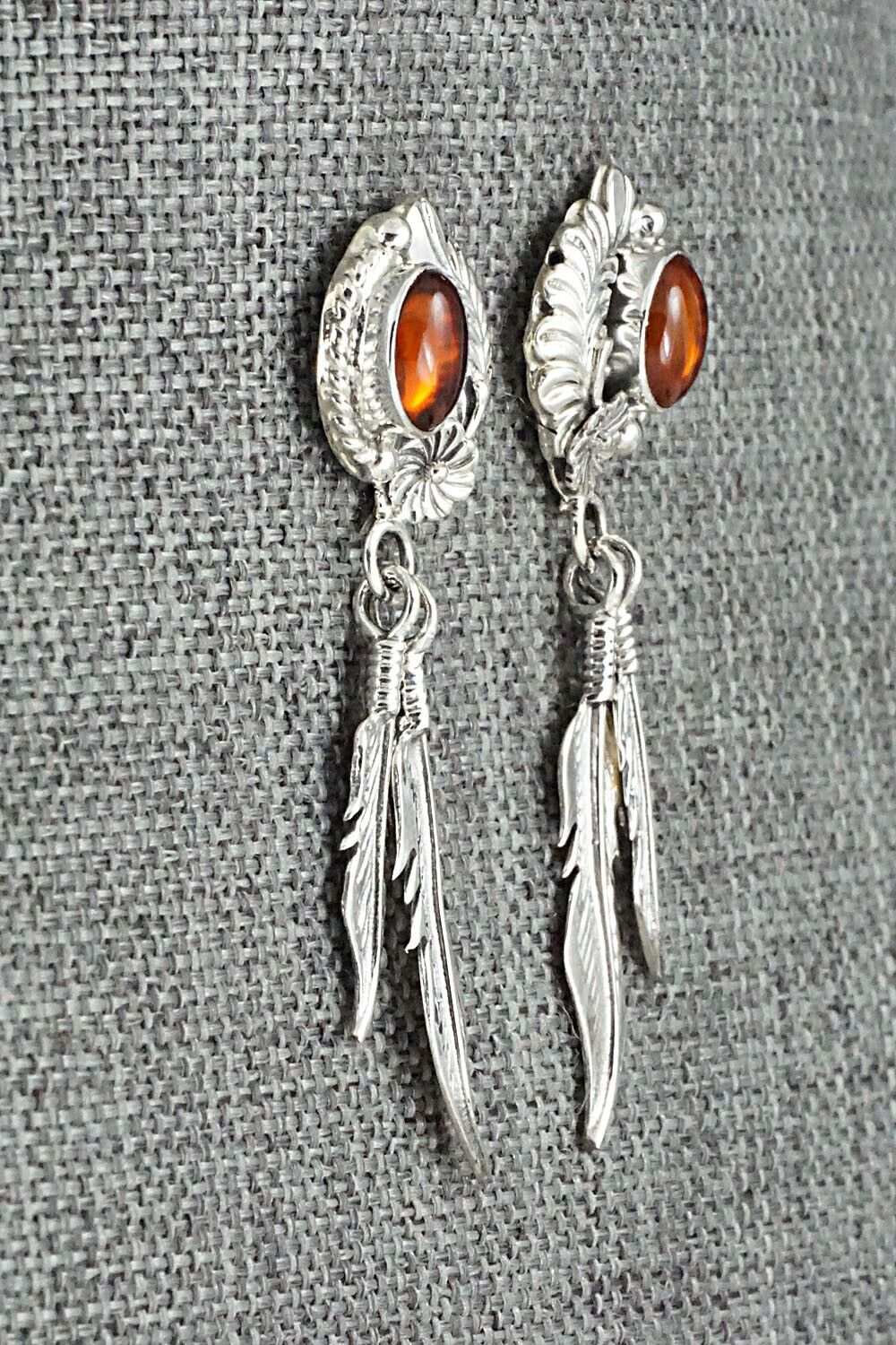 Amber & Sterling Silver Earrings - Annie Spencer