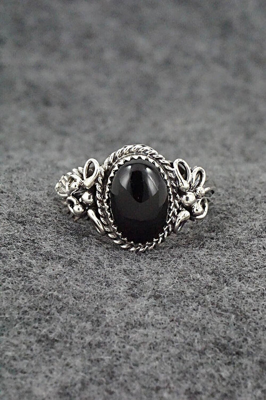Onyx & Sterling Silver Ring - Jeannette Saunders - Size 11.75