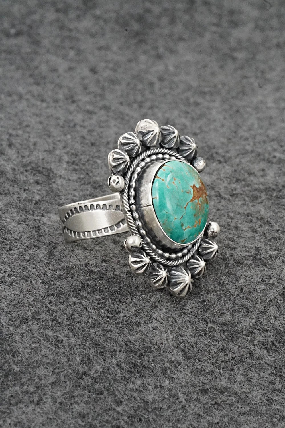 Turquoise & Sterling Silver Ring - Cordell Platero - Size Adjustable