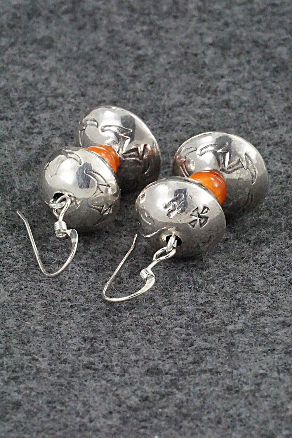 Spiny Oyster & Sterling Silver Navajo Pearl Earrings - Presley Haley