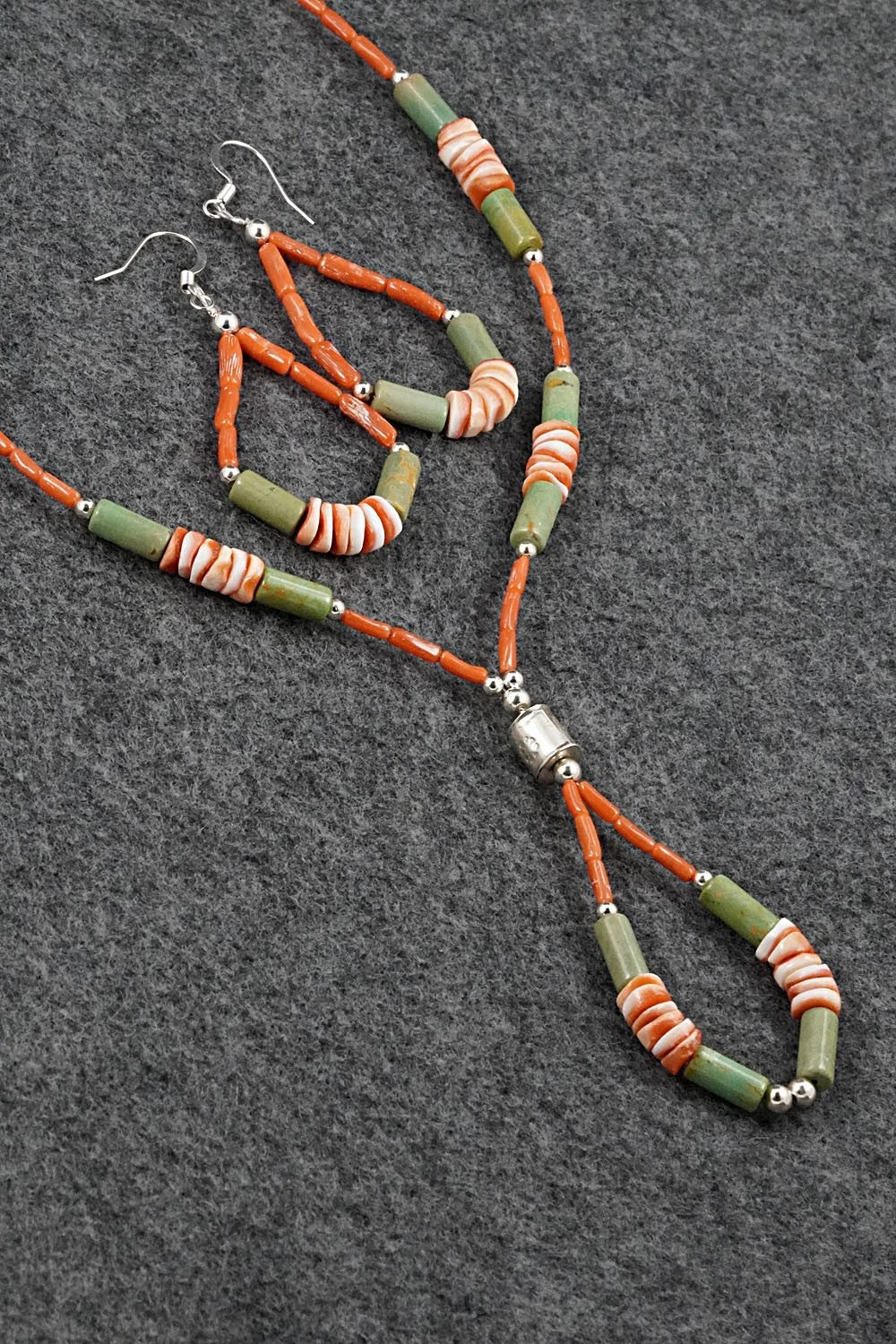 Spiny Oyster, Turquoise & Sterling Silver Necklace Set - Erika Brown