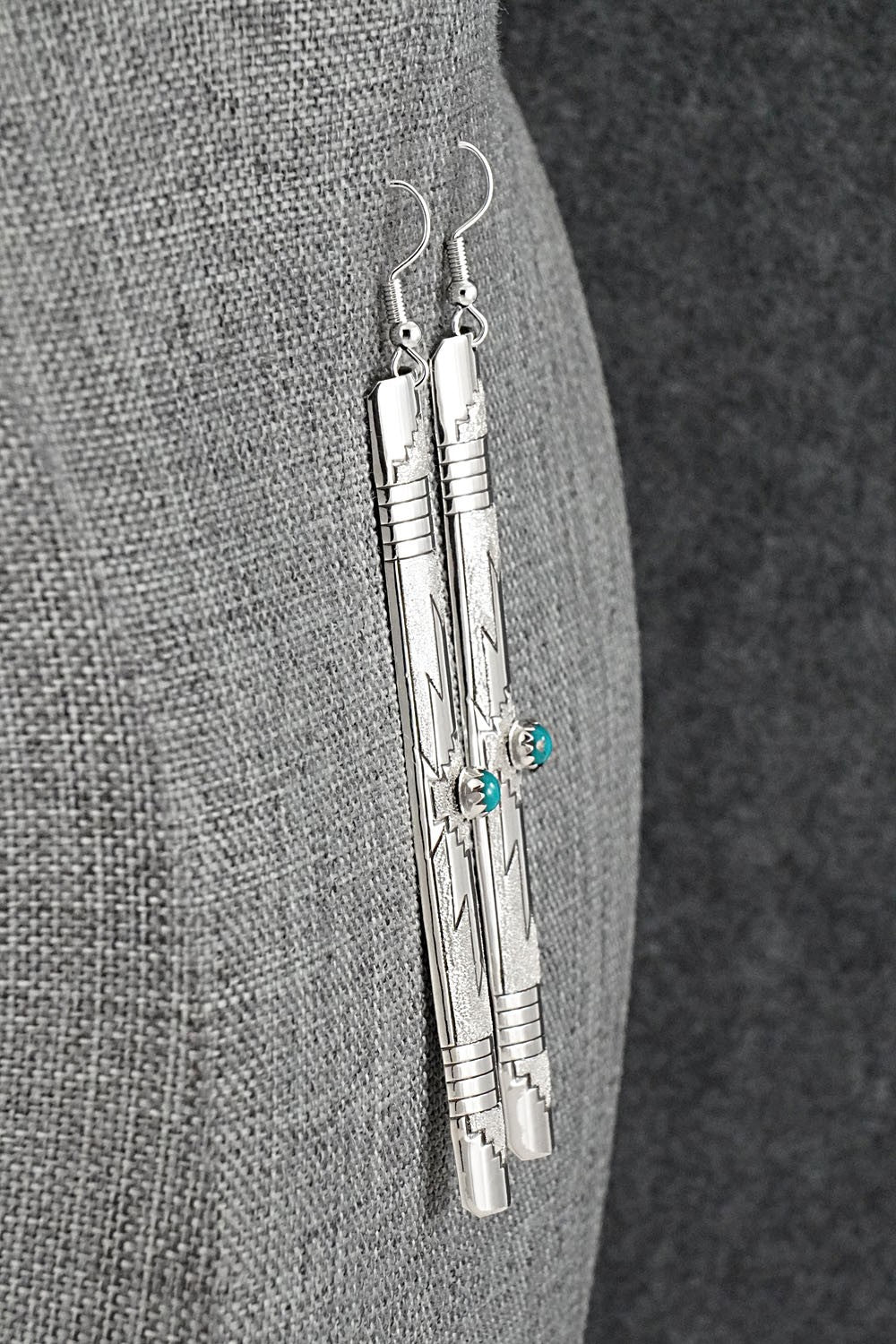 Turquoise & Sterling Silver Earrings - Zane Tahe