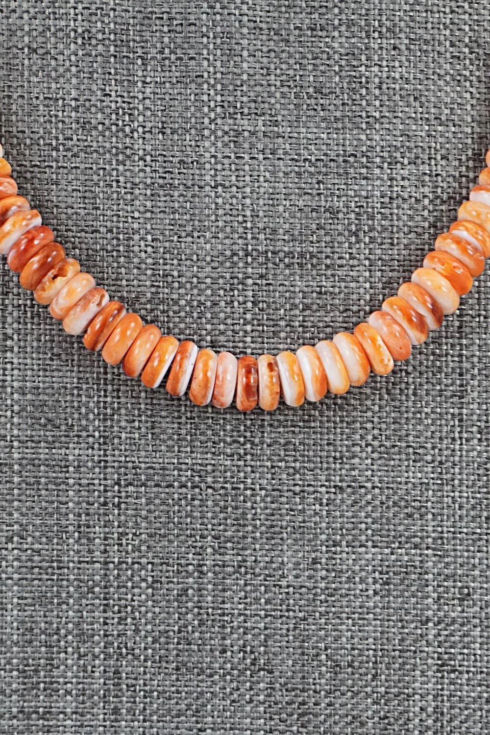 Spiny Oyster & Sterling Silver Necklace 17" - Doreen Jake