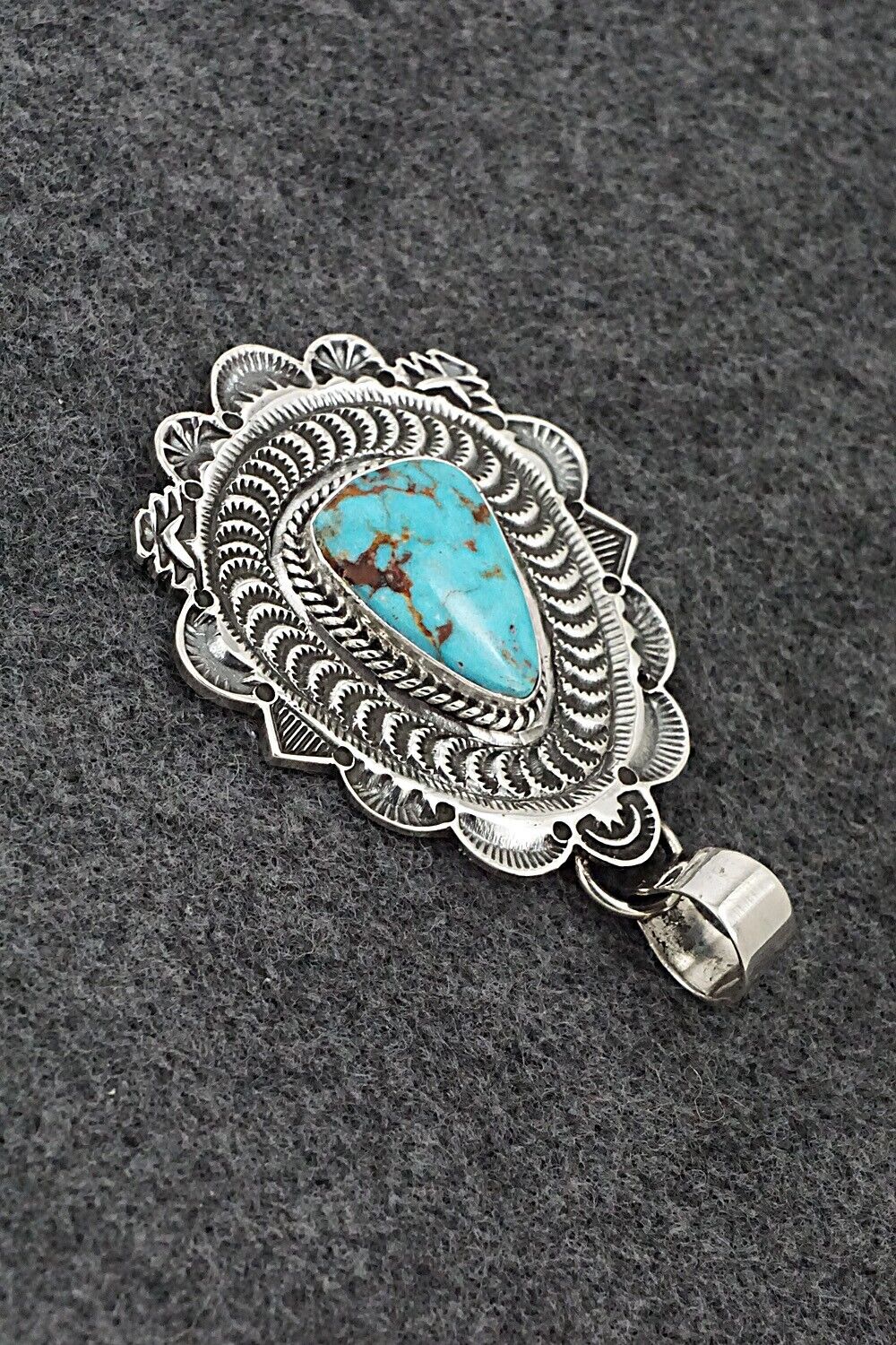 Turquoise & Sterling Silver Pendant - Leonard Maloney