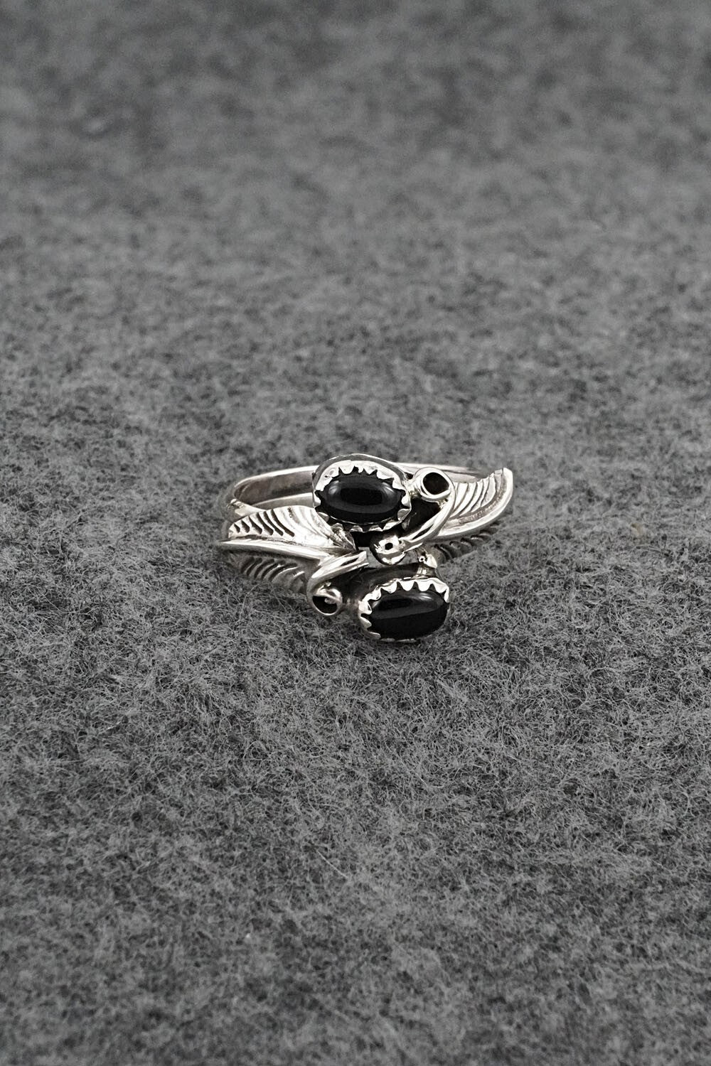 Onyx & Sterling Silver Ring - Harry B. Yazzie - Size 7