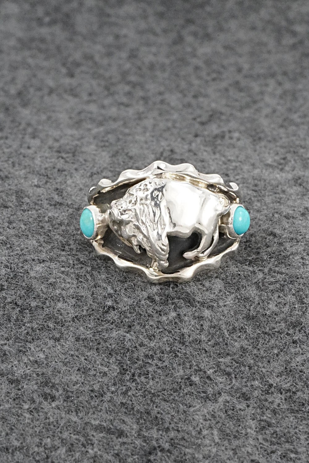 Turquoise & Sterling Silver Ring - Genevieve Francisco - Size 13