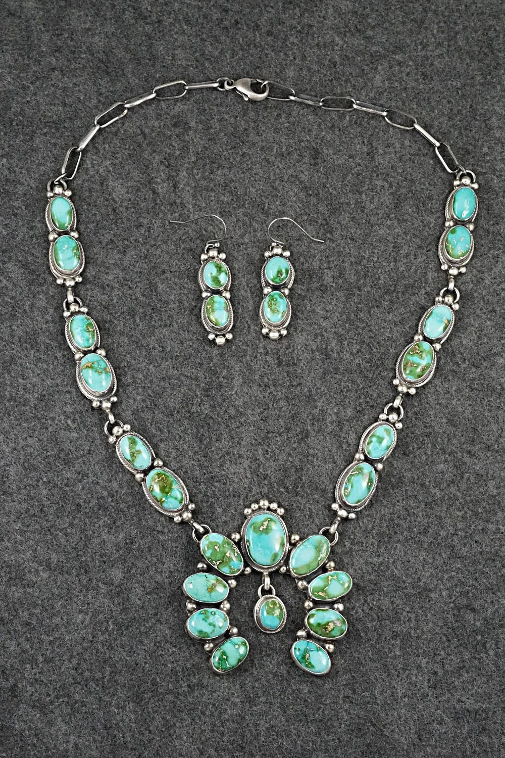 Turquoise & Sterling Silver Squash Blossom Set - Kathleen Livingston