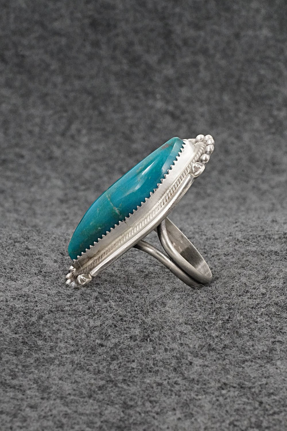 Turquoise & Sterling Silver Ring - Leslie Nez - Size 10.5