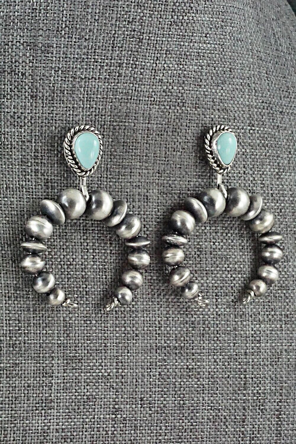 Turquoise & Sterling Silver Navajo Pearl Earrings - Amanda Larry