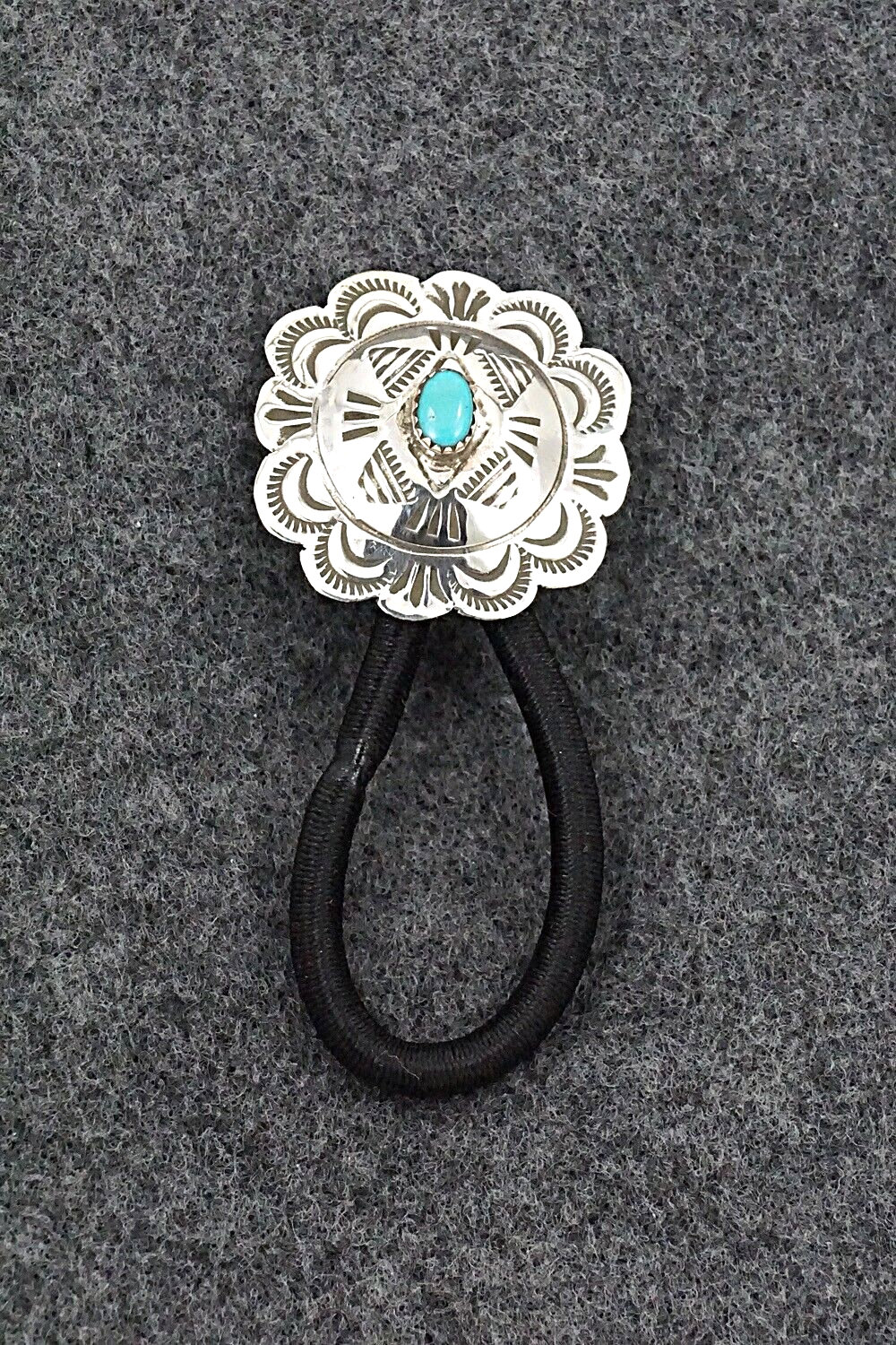 Turquoise & Sterling Silver Hair Tie - Bertha Begay