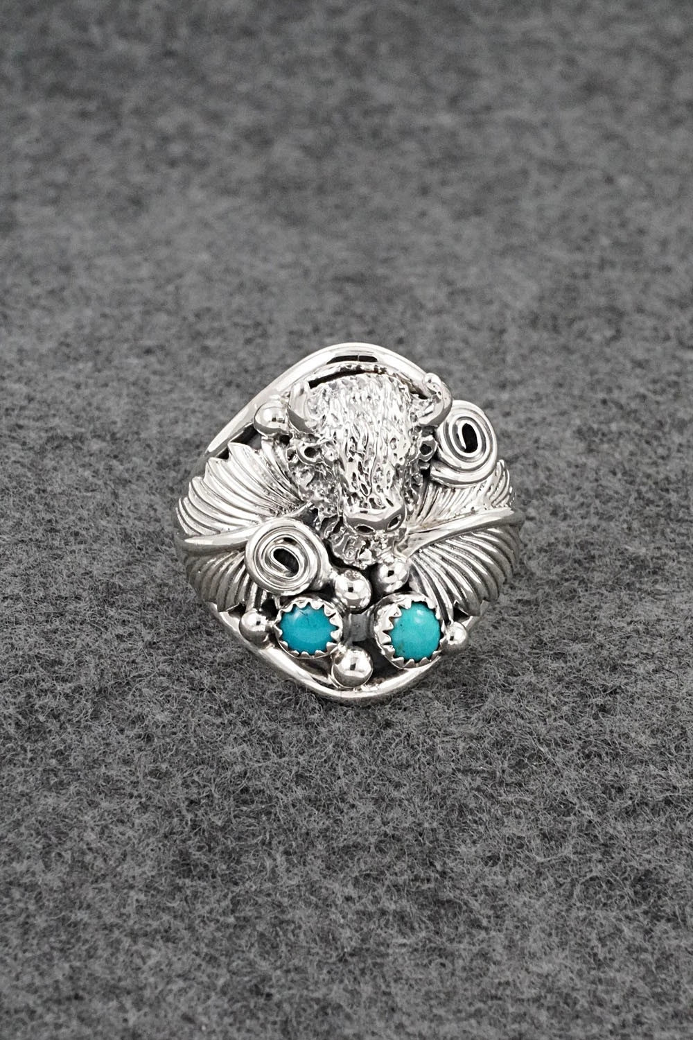 Turquoise & Sterling Silver Ring - Darrell Morgan - Size 13.5