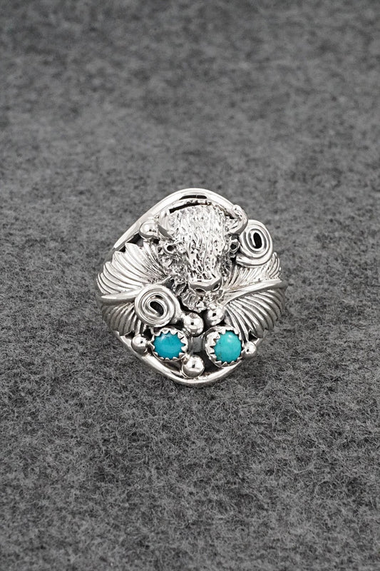 Turquoise & Sterling Silver Ring - Darrell Morgan - Size 13.5