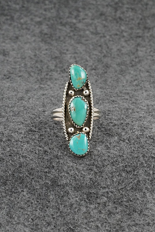 Turquoise & Sterling Silver Ring - Priscilla Reeder - Size 8.5