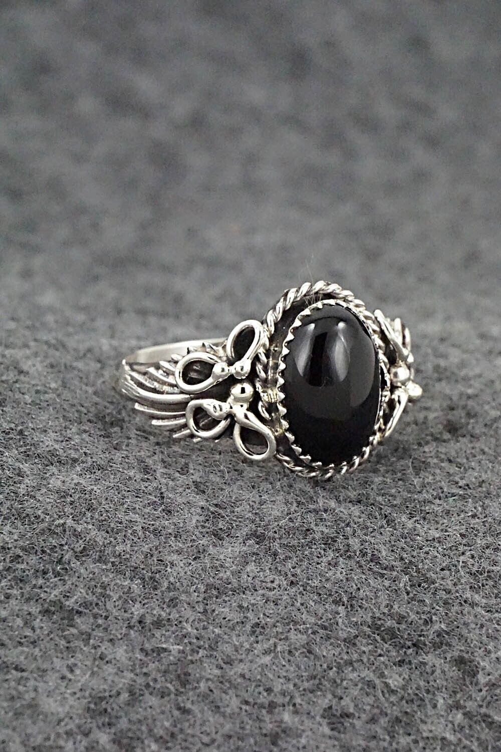 Onyx & Sterling Silver Ring - Jeannette Saunders - Size 12.5