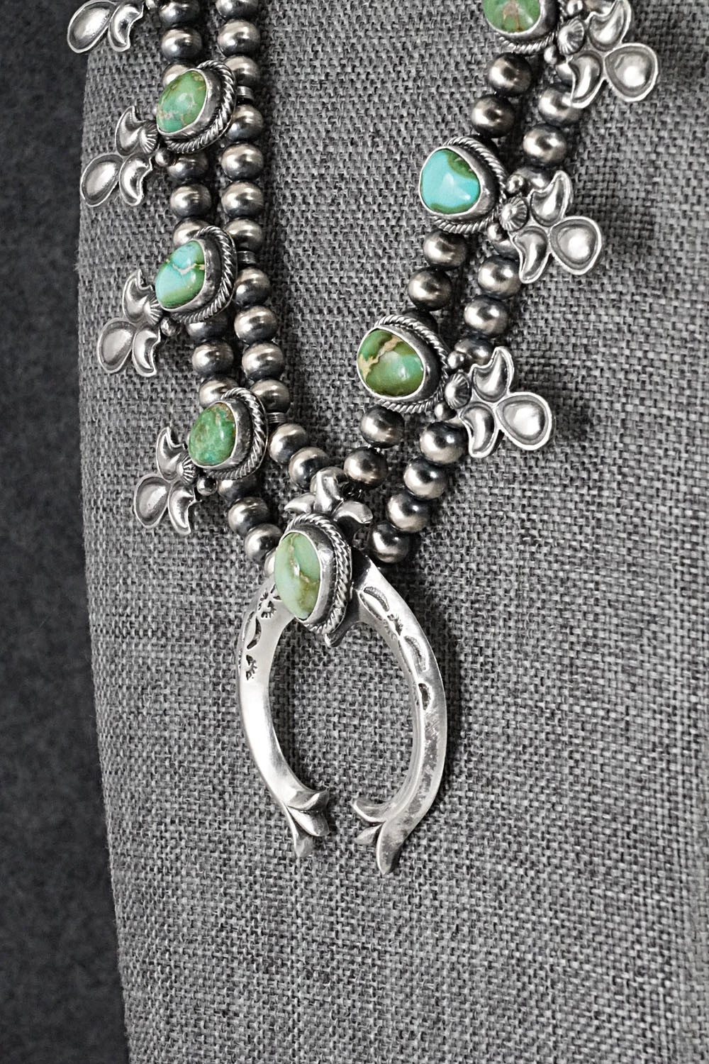 Turquoise & Sterling Silver Squash Blossom Set - Adrienne Gordon