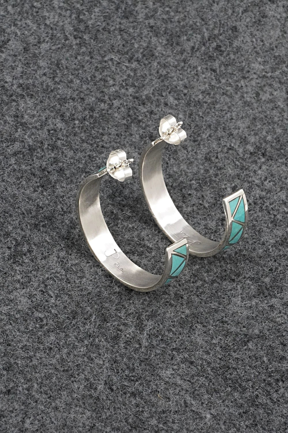 Turquoise Inlay & Sterling Silver Earrings - Joann Peina