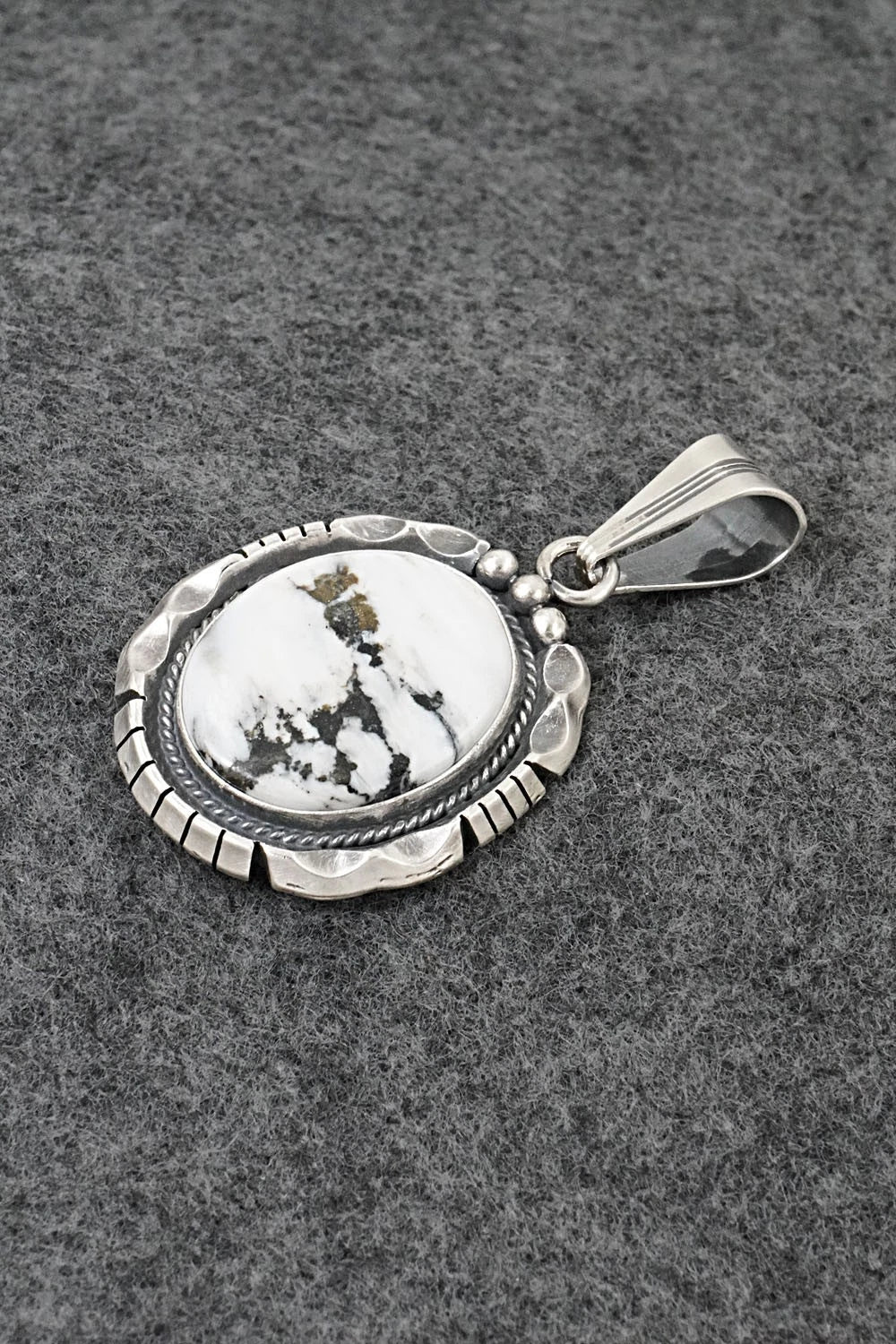 White Buffalo & Sterling Silver Pendant - Samuel Yellowhair