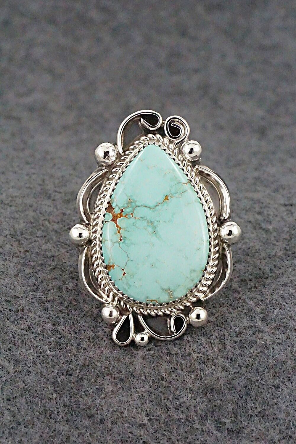 Turquoise & Sterling Silver Ring - Leslie Nez - Size 9