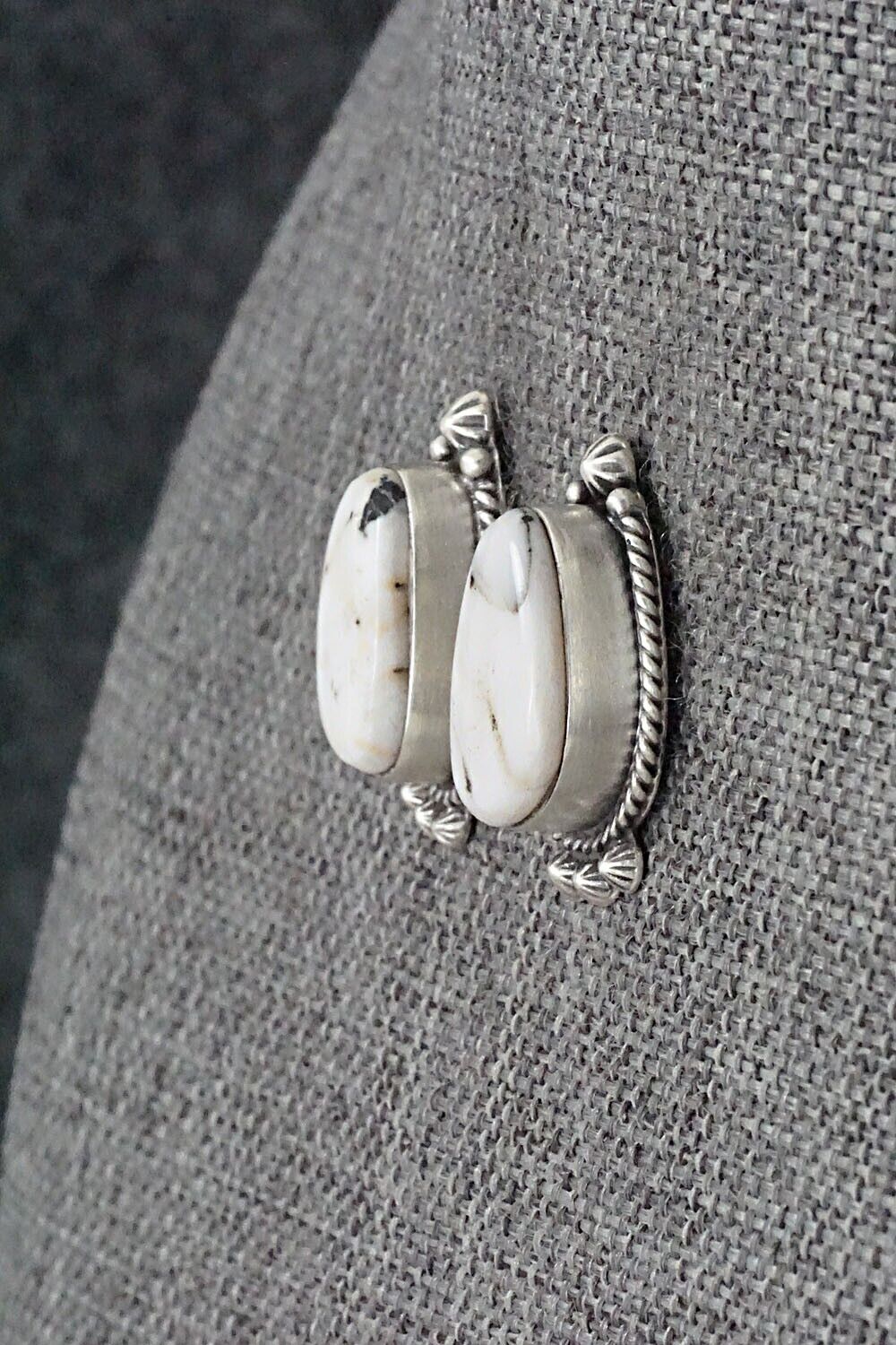 White Buffalo & Sterling Silver Earrings - Sheena Jack