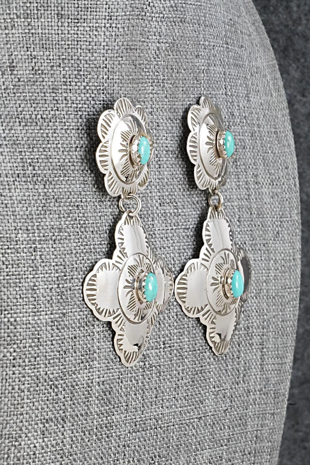 Turquoise & Sterling Silver Earrings - Bertha Begay