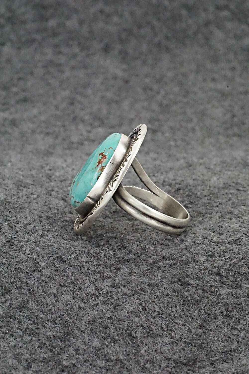 Turquoise & Sterling Silver Ring - Jameson Garcia - Size 8.5 Adj.