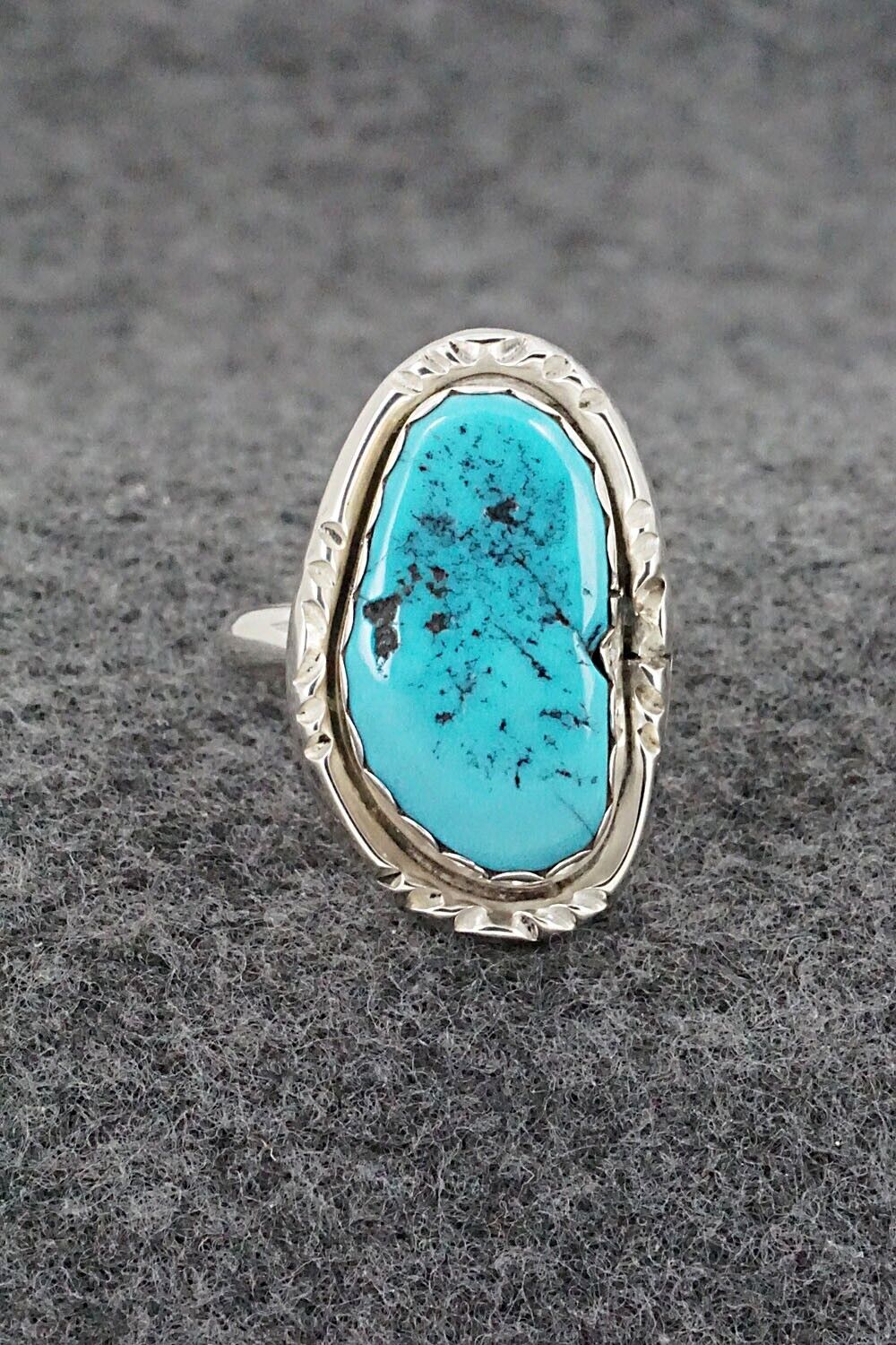 Turquoise & Sterling Silver Ring - Jeff Lucio - Size 7.5