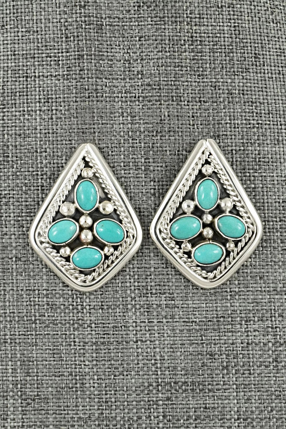 Turquoise & Sterling Silver Earrings - Chester Charley
