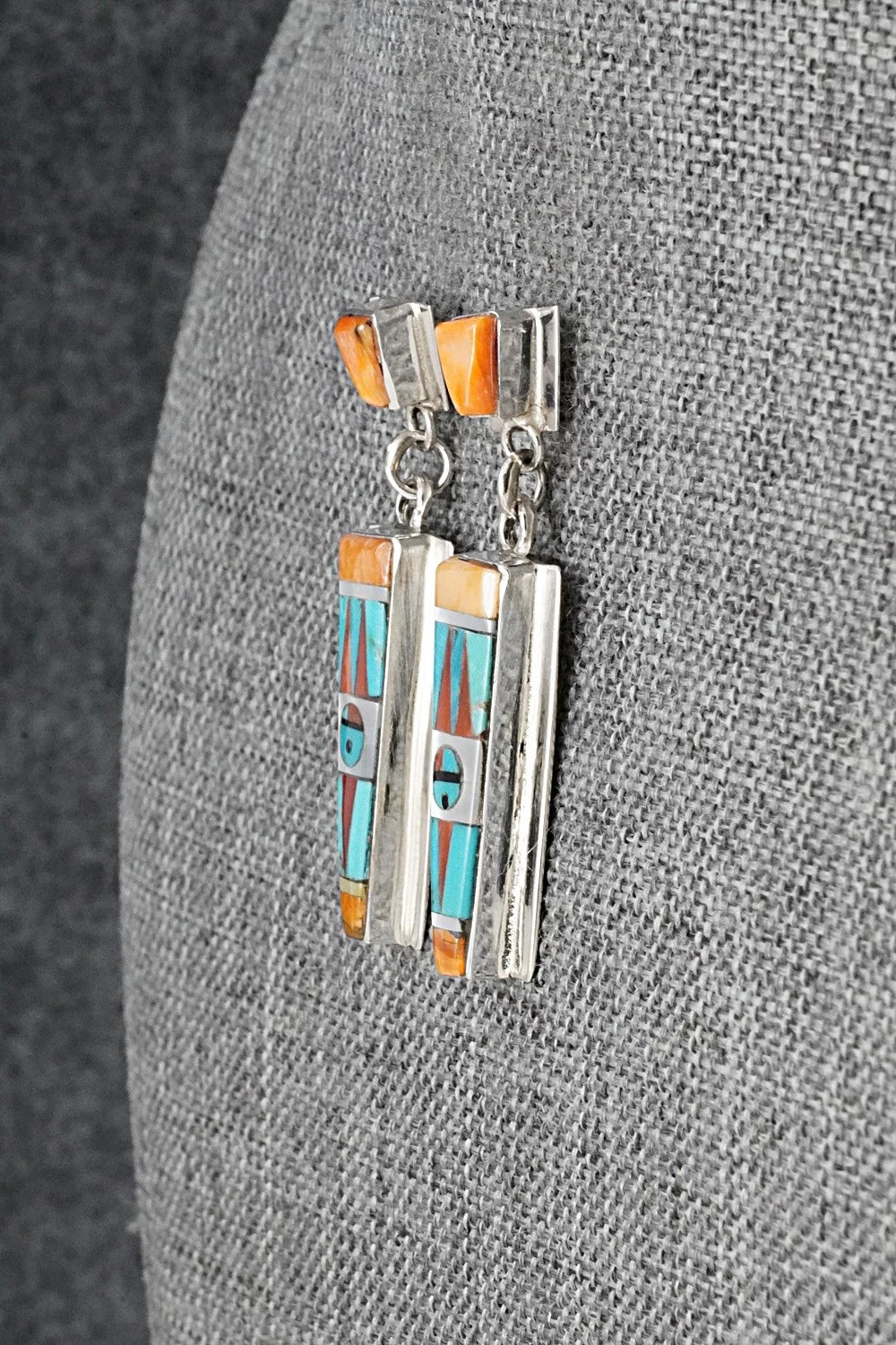 Multi-Stone & Sterling Silver Inlay Earrings - Rayland Edaakie