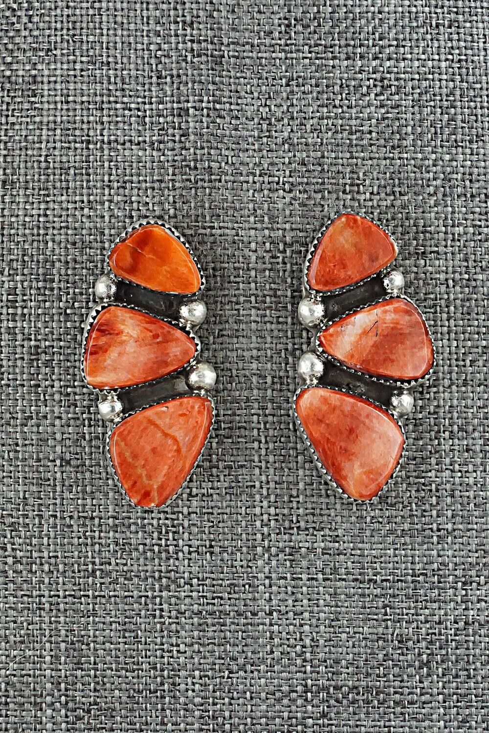 Spiny Oyster & Sterling Silver Earrings - Selina Warner