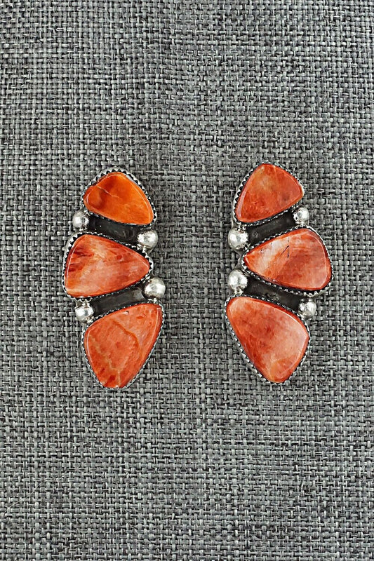 Spiny Oyster & Sterling Silver Earrings - Selina Warner