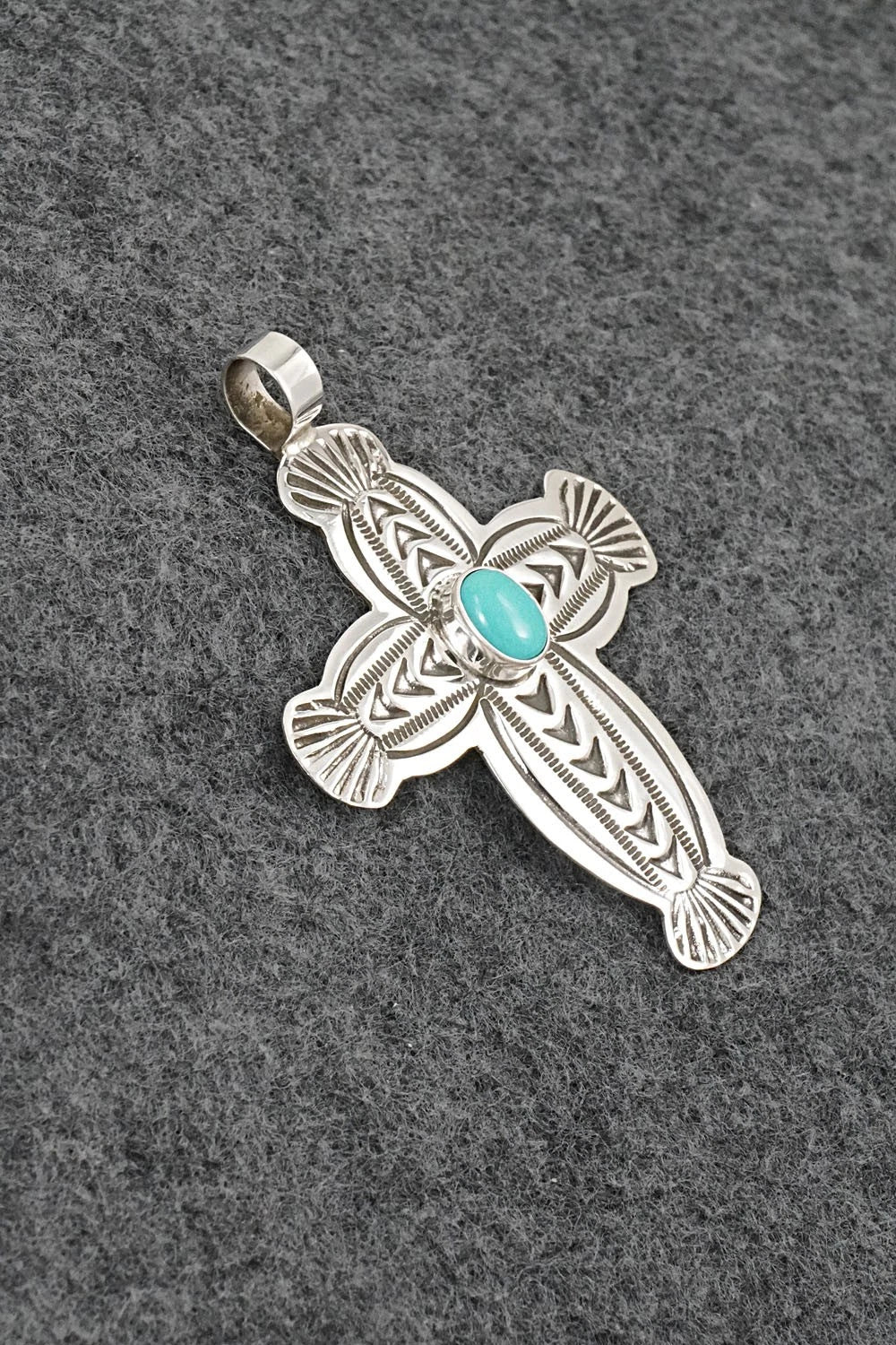 Turquoise & Sterling Silver Pendant - Arnold Blackgoat