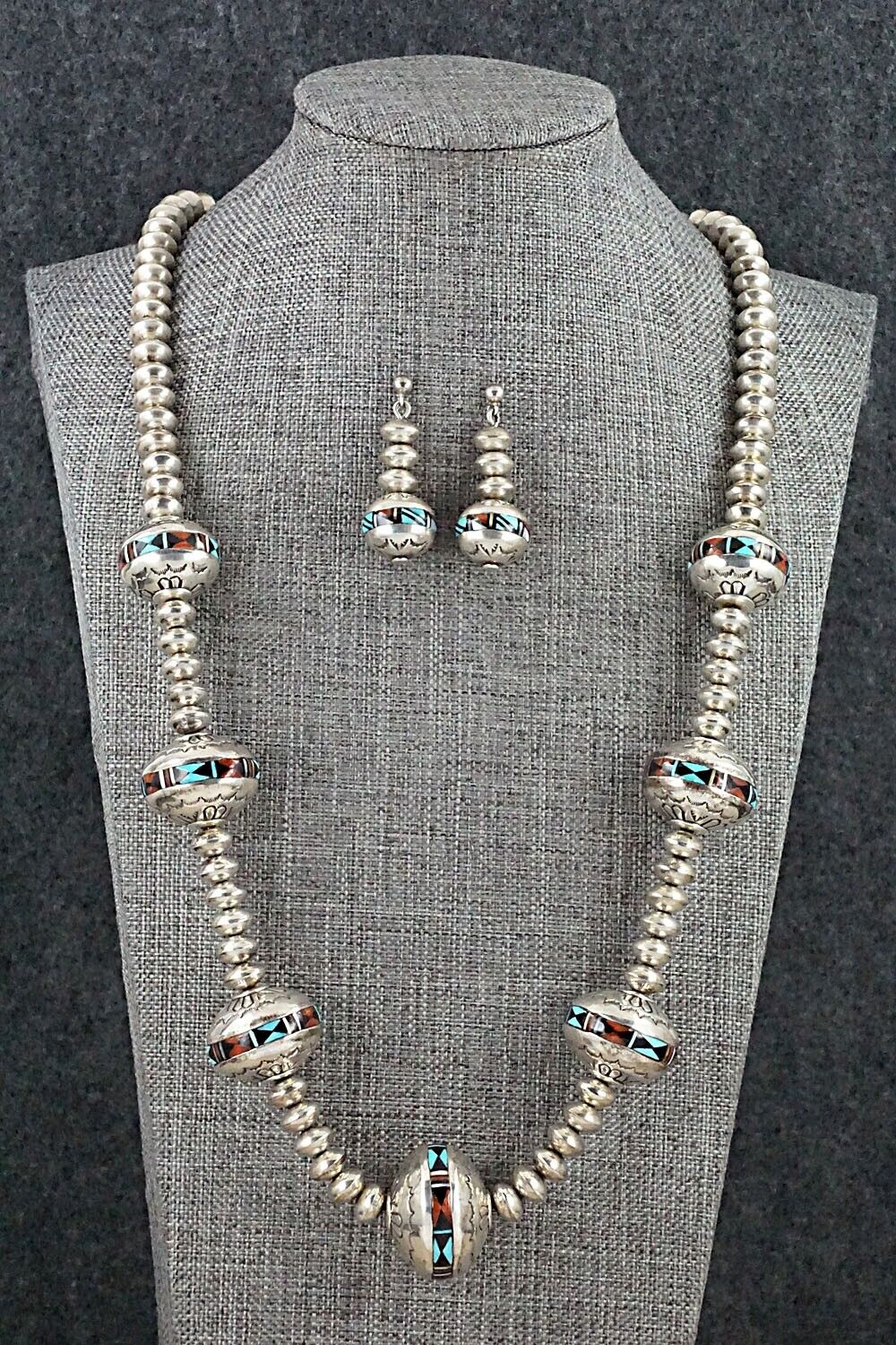 Multi-Stone and Navajo Pearl Sterling Silver Necklace Set - Navajo