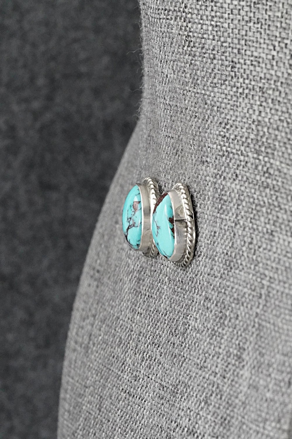 Turquoise & Sterling Silver Earrings - Eugene Gruber