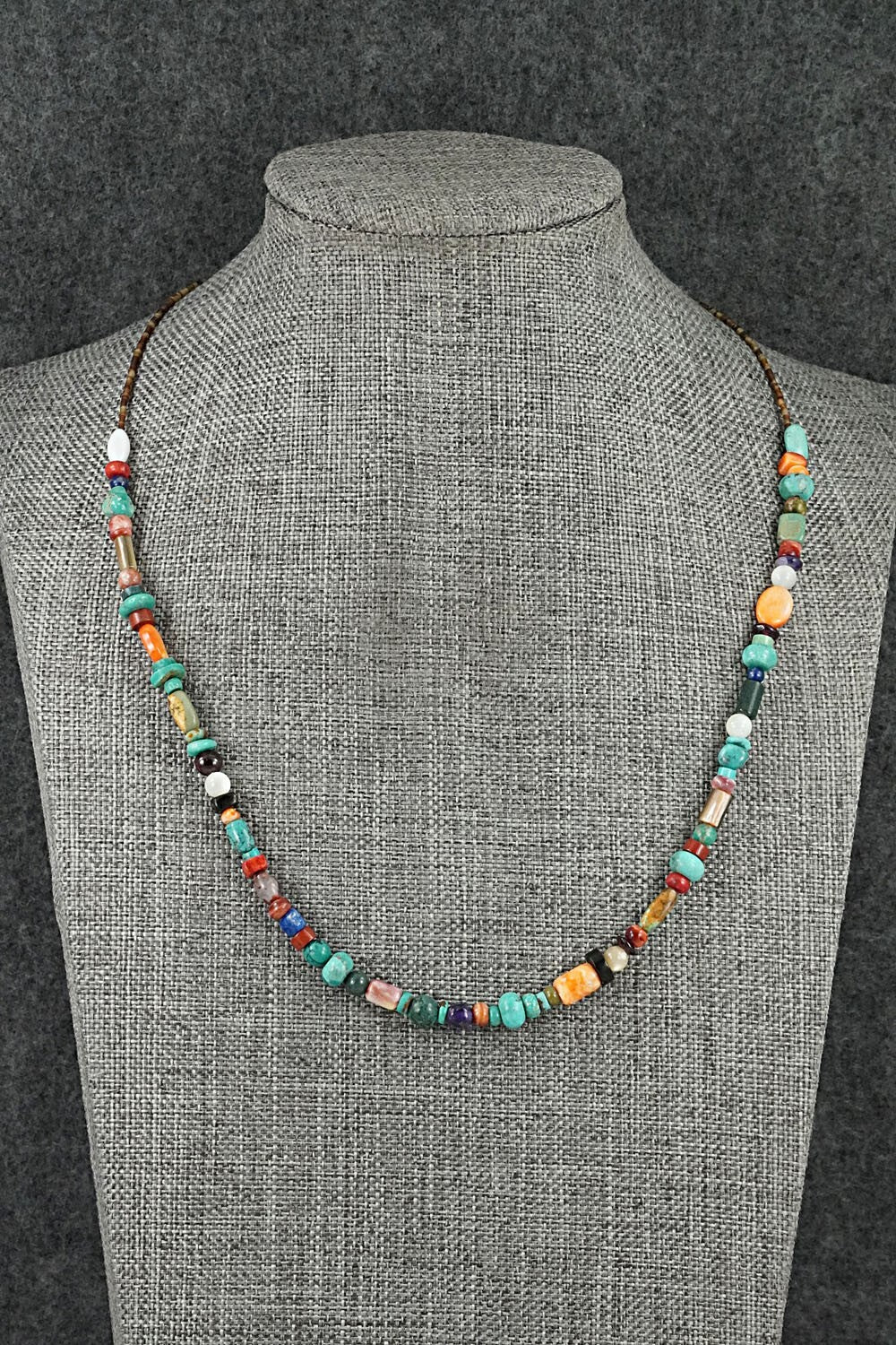 Multi-Stone & Sterling Silver Necklace 18" - Helen Tsosie