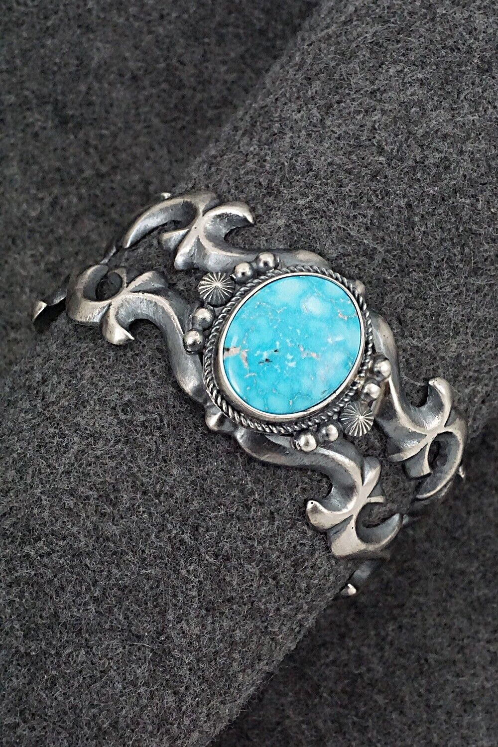 Turquoise & Sterling Silver Bracelet - Harrison Bitsue