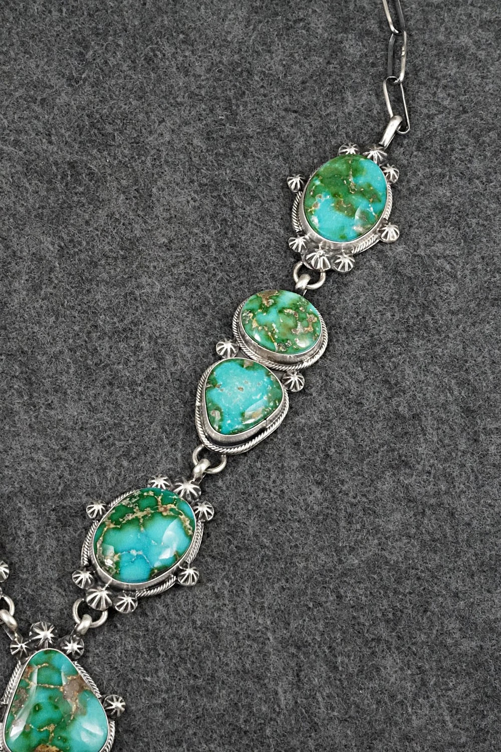 Turquoise & Sterling Silver Necklace and Earrings Set - Bobby Johnson