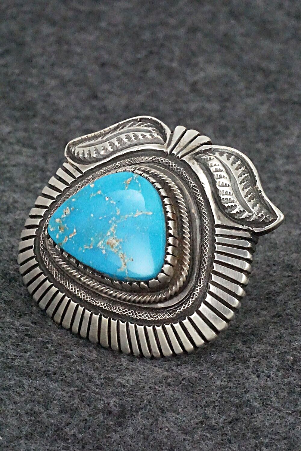 Turquoise & Sterling Silver Ring - Calvin Martinez - Size 8