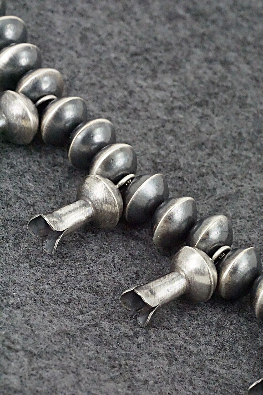 Sterling Silver Navajo Pearl Squash Blossom Necklace - Presley Haley