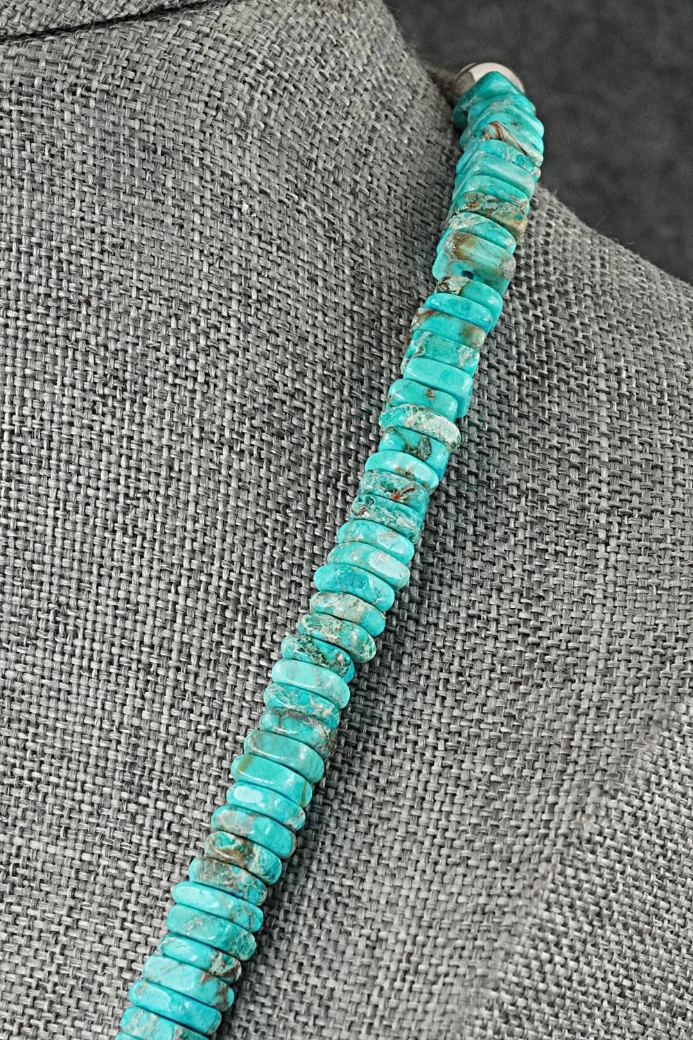 Turquoise & Sterling Silver Necklace 18" - Doreen Jake