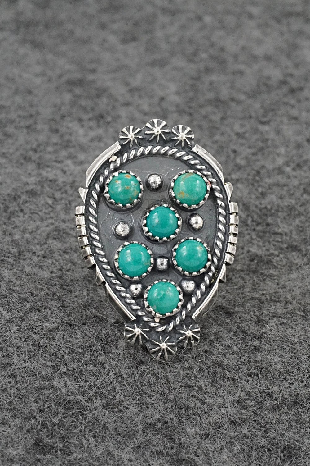 Turquoise & Sterling Silver Ring - Kenny Lonjose - Size 8.5