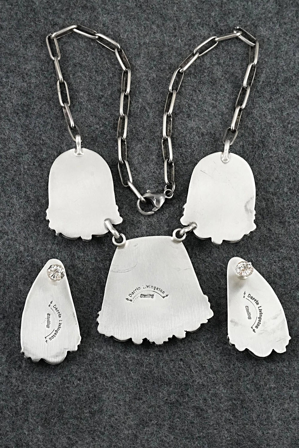 Turquoise & Sterling Silver Necklace and Earrings Set - Darrin Livingston