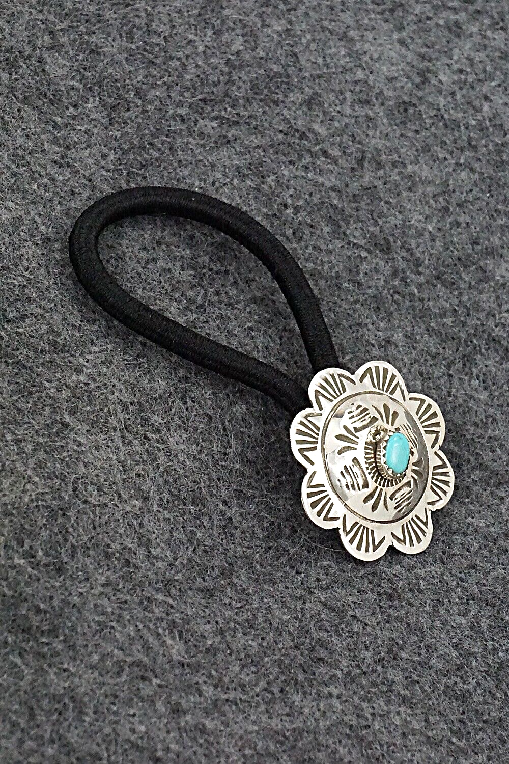 Turquoise & Sterling Silver Hair Tie - Bertha Begay