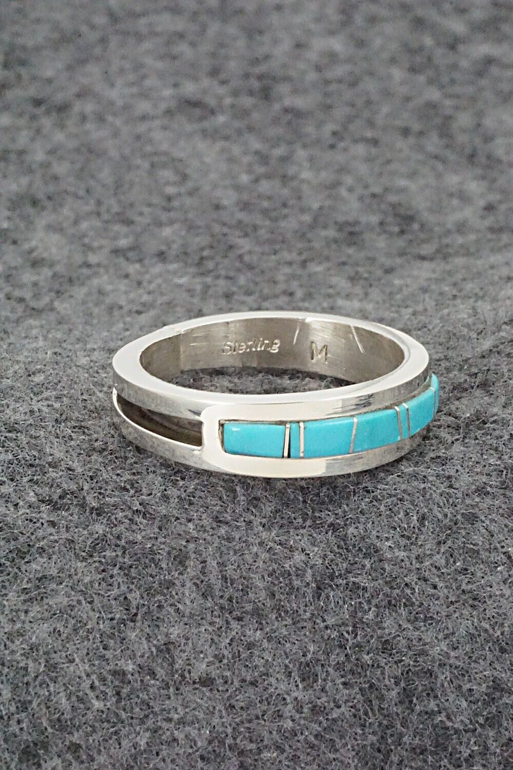 Turquoise & Sterling Silver Inlay Ring - Wilbert Muskett Jr. - Size 12.5