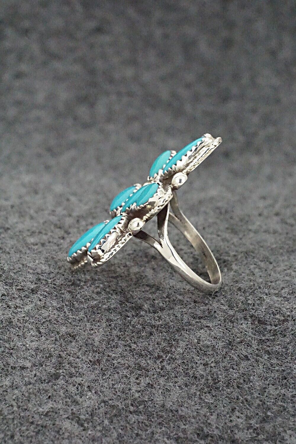 Turquoise & Sterling Silver Ring - Ernest Hawthorne - Size 8