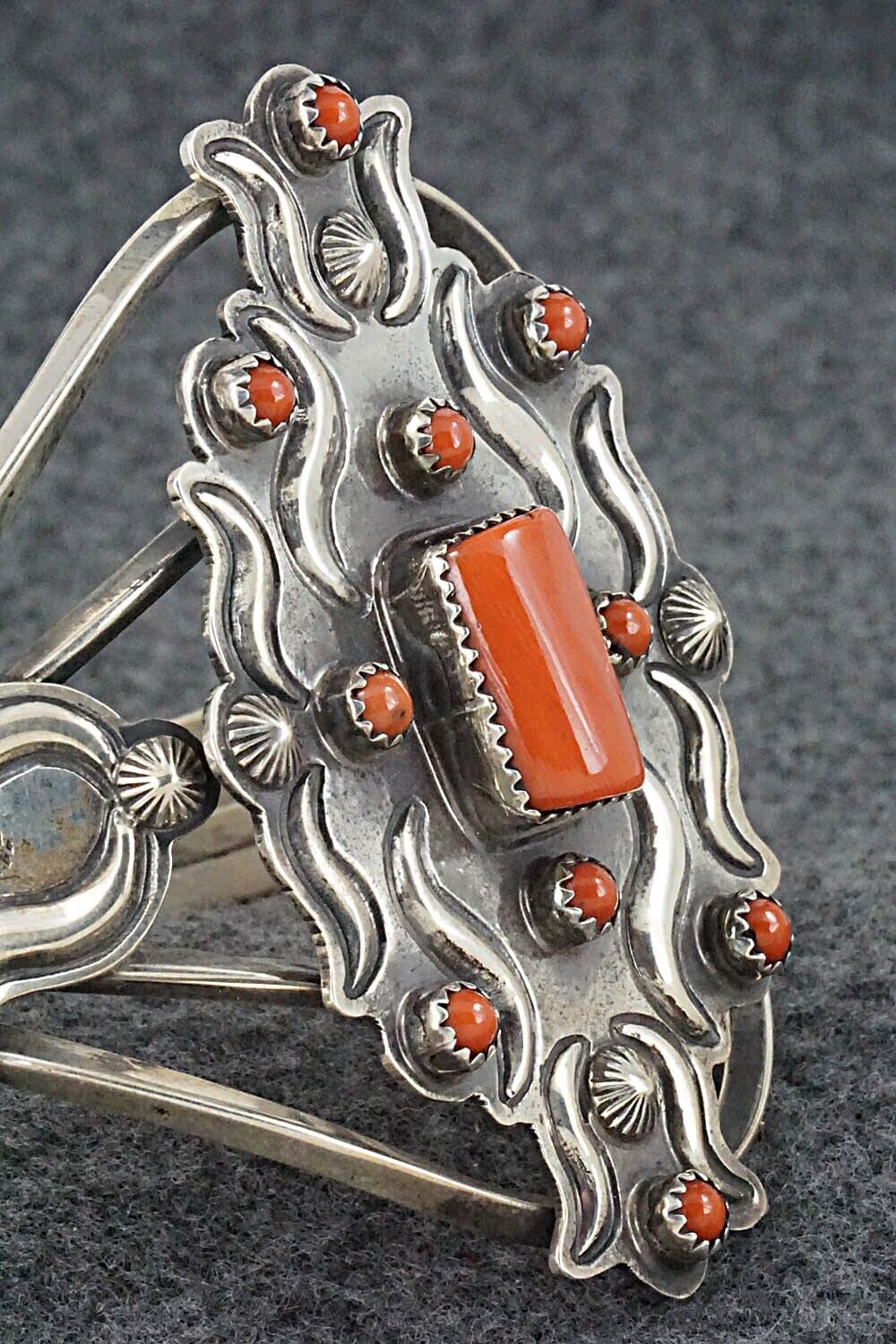 Coral & Sterling Silver Bracelet - Emerson Delgarito